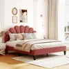 Streamdale Furniture Streamdale Queen Size Upholstered Platform Bed With Flower Pattern Velvet
