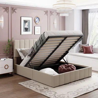 Streamdale Furniture Streamdale Queen Size Upholstered Platform Bed With Hydraulic Storage System