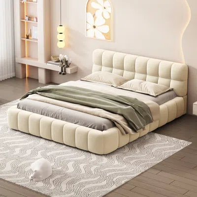 Streamdale Furniture Streamdale Queen Size Upholstered Platform Bed With Thick Fabric