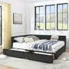 Streamdale Furniture Streamdale Queen Size Upholstered Storage Bed Frame With Backrest
