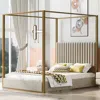 Streamdale Furniture Streamdale Queen Size Upholstery Canopy Platform Bed With Headboard And Metal