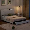 Streamdale Furniture Streamdale Queen Size Upholstery Platform Bed With Storage Headboard