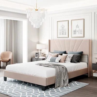 Streamdale Furniture Streamdale Queen Size Velvet Upholstered Platform Bed