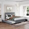 Streamdale Furniture Streamdale Queen Size Velvet Upholstered Platform Bed With 2 Drawers And 1
