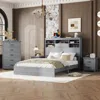 Streamdale Furniture Streamdale Queen Size Vintage Gray 4-pc Bedroom Set Bed Frame