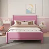 Streamdale Furniture Streamdale Queen Size Wood Platform Bed Frame With Headboard And Wooden Slat Support, Pink