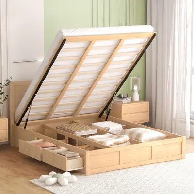 Streamdale Furniture Streamdale Queen Size Wood Platform Bed With Underneath Storage And 2 Drawers
