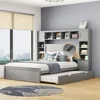 Streamdale Furniture Streamdale Queen Size Wooden Bed With All-in-one Cabinet, Shelf And Sockets In Multi