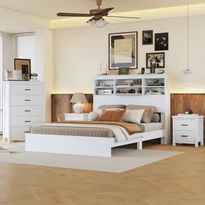 Streamdale Furniture Streamdale Queen Size Wooden Bedroom Set With Dresser And Nightstands