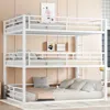 Streamdale Furniture Streamdale Queen Triple Bunk Bed, Metal, White