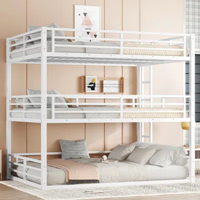 Streamdale Furniture Streamdale Queen Triple Bunk Bed, Metal, White