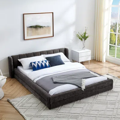 Streamdale Furniture Streamdale Queen Upholstered Bed Frame - Dark Grey