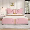Streamdale Furniture Streamdale Queen Upholstered Bed Frame, Butterfly Headboard, Gold Accents, Black In Pink
