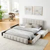 Streamdale Furniture Streamdale Queen Upholstered Bed Frame With Headboard & Storage Drawer - Beige