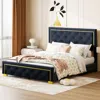 Streamdale Furniture Streamdale Queen Upholstered Bed With Pull Point Headboard, Velvet, Black