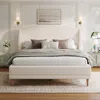 Streamdale Furniture Streamdale Queen Upholstered Platform Bed, Boucle Fabric, Wingback Headboard, White
