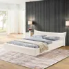 Streamdale Furniture Streamdale Queen Upholstered Platform Bed Frame - Beige In White