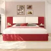 Streamdale Furniture Streamdale Queen Upholstered Platform Bed Frame - Blue In Red