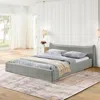 Streamdale Furniture Streamdale Queen Upholstered Platform Bed Frame - Curved Headboard, No Box Spring-grey