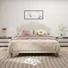 Streamdale Furniture Streamdale Queen Upholstered Platform Bed With Adjustable Headboard - Beige