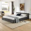 Streamdale Furniture Streamdale Queen Upholstered Platform Bed With Headboard, Chenille Fabric, Grey