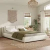 Streamdale Furniture Streamdale Queen Upholstered Platform Bed With Pillow Headboard, White Boucle In White