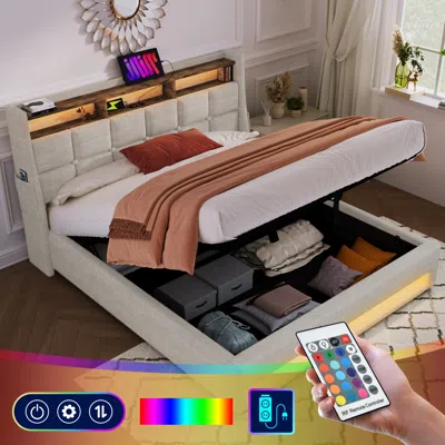 Streamdale Furniture Streamdale Queen Upholstered Platform Bed With Storage