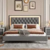 Streamdale Furniture Streamdale Queen Velvet Bed Frame With Led Lights