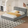 Streamdale Furniture Streamdale Queen Velvet Platform Bed With Solid Frame In Gray