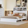 Streamdale Furniture Streamdale Queen Vintage Bed With Storage Headboard And Charging Station
