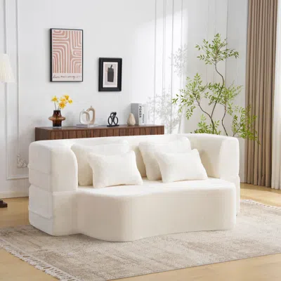 Streamdale Furniture Streamdale Queen White Floor Sofa Bed With Pillows