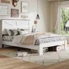 Streamdale Furniture Streamdale Queen White Wood Platform Bed Frame, Headboard, Under Bed Storage In White
