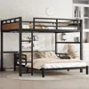Streamdale Furniture Streamdale Queen/queen Metal Bunk Bed/loft Bed, Separable, Walnut Color
