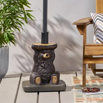Streamdale Furniture Streamdale Quirkily Refreshing Dark Brown Umbrella Base With Hand-crafted Details