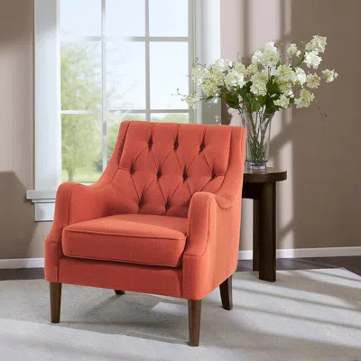 Streamdale Furniture Streamdale Qwen Button Tufted Accent Chair In Orange