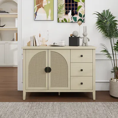 Streamdale Furniture Streamdale Rattan 2 Door 3 Drawer Cabinet, Suitable For Bedroom, Living Room, Study