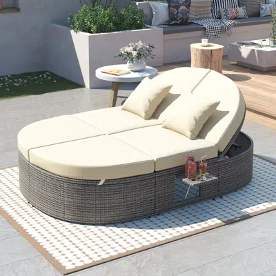 Streamdale Furniture Streamdale Rattan 2-person Daybed With Cushions & Pillows In Multi