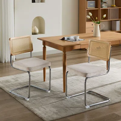 Streamdale Furniture Streamdale Rattan And Velvet Upholstered Office Chair With Steel Frame