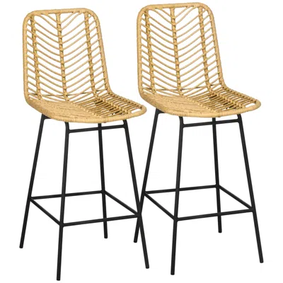 Streamdale Furniture Streamdale Rattan Counter Height Bar Stools, Set Of 2 (yellow)