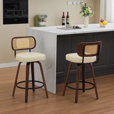 Streamdale Furniture Streamdale Rattan Counter Height Swivel Bar Stools (set Of 2)