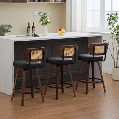 Streamdale Furniture Streamdale Rattan Counter Height Swivel Bar Stools (set Of 3)