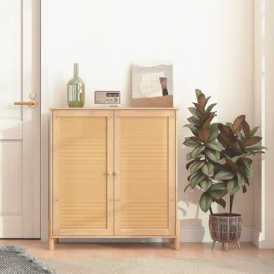 Streamdale Furniture Streamdale Rattan Door Mid-century Modern Storage Cabinet