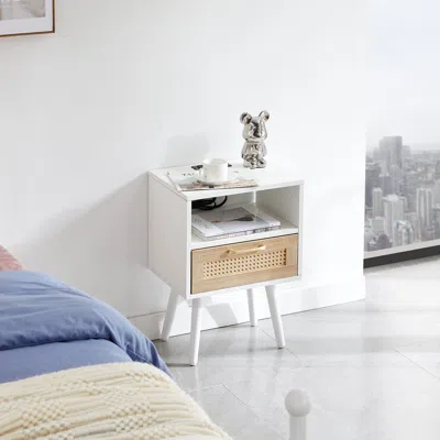 Streamdale Furniture Streamdale Rattan End Table With Power Outlet & Usb Ports
