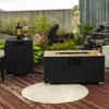 Streamdale Furniture Streamdale Rattan Fire Pit Table With Propane Tank Holder, Fire Table With Ceramic Tile Table Top