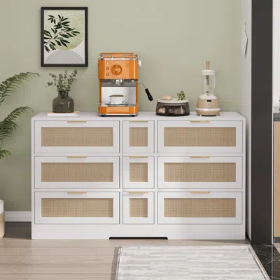 Streamdale Furniture Streamdale Rattan Locker With Drawers - 9 Drawers (white)