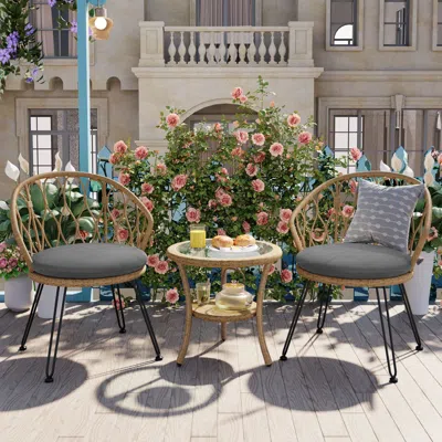 Streamdale Furniture Streamdale Rattan Patio Set: 2 Chairs & Table