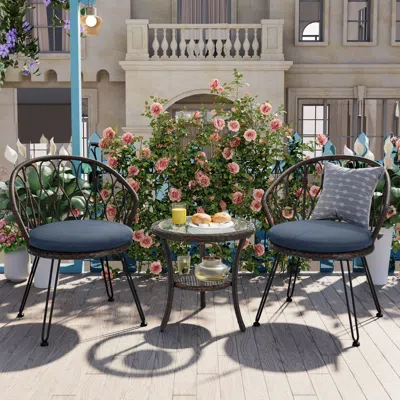 Streamdale Furniture Streamdale Rattan Patio Set: 2 Chairs & Table