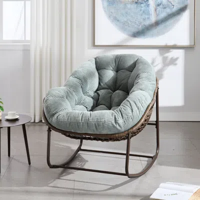 Streamdale Furniture Streamdale Rattan Rocking Chair With Cushion - Light Green