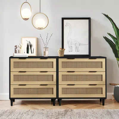 Streamdale Furniture Streamdale Rattan Storage Cabinet Bedroom, Living Room, Hallways In Black