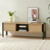 Streamdale Furniture Streamdale Rattan Tv Cabinet With Adjustable Shelf And Colorful Light Strip